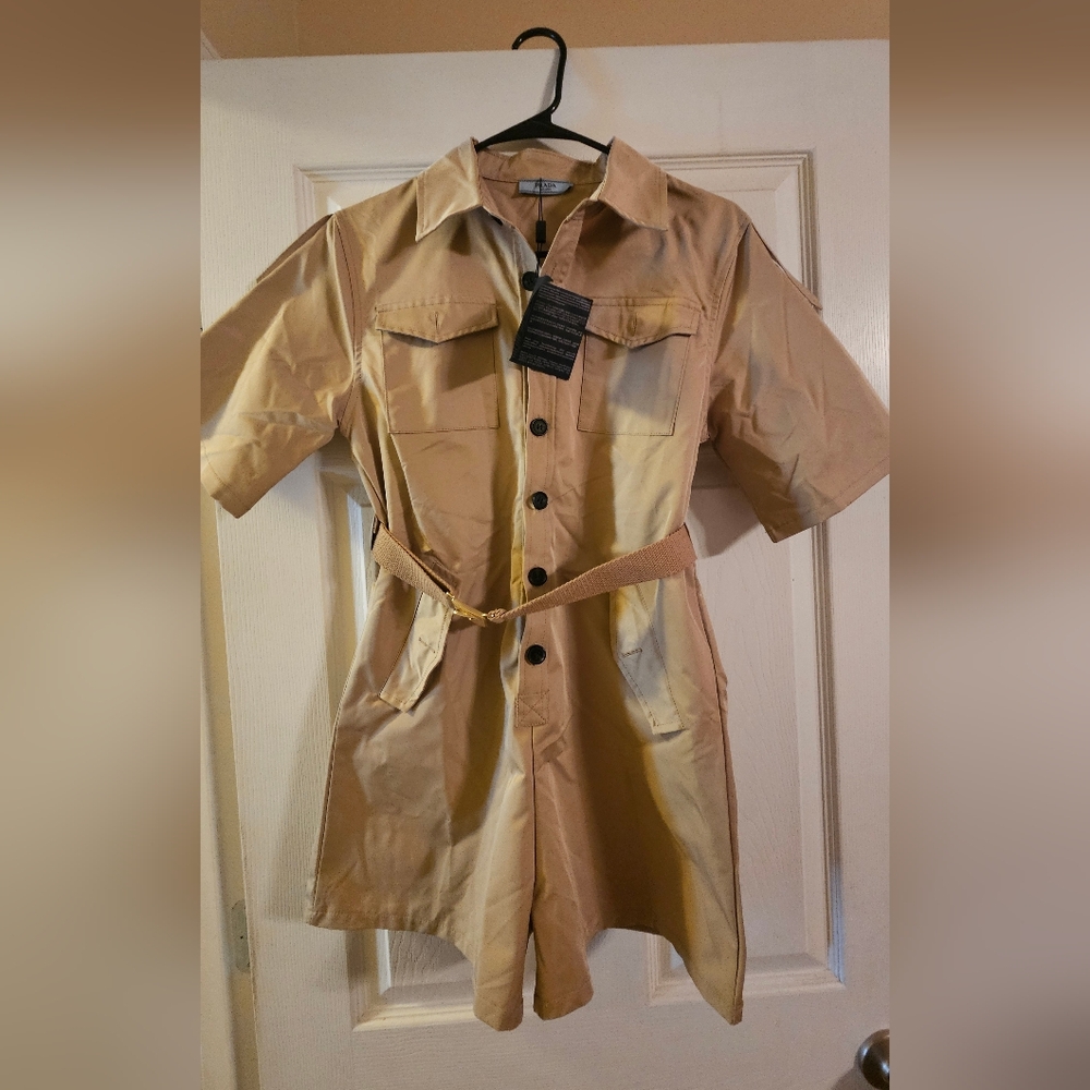 Prada Womens Khaki Cotton Jumpsuit